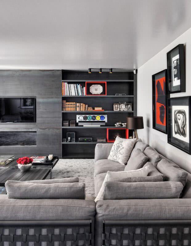 Decoracao De Sala De Tv Com Sofa Cinza ~ seleção de 56 fotos de salas de TV decoradas de diversas maneiras Decoracao De Sala De Tv Com Sofa Cinza ~ seleção de 56 fotos de salas de TV decoradas de diversas maneiras