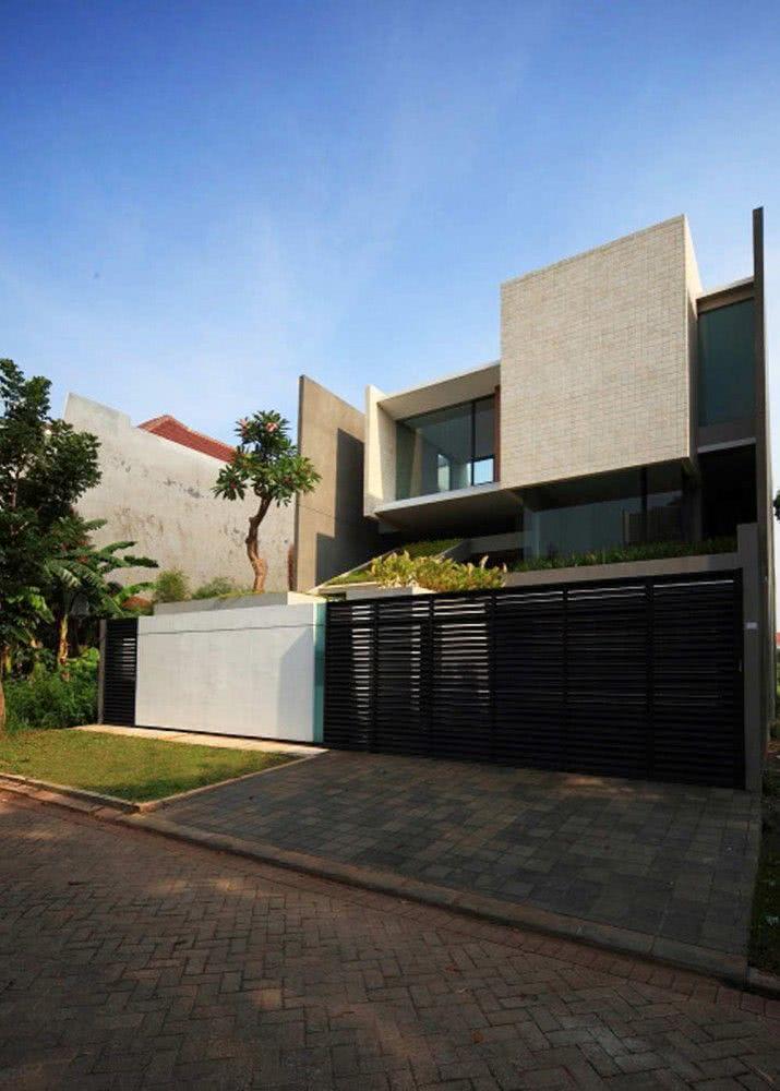 40 calçadas residenciais modernas modelos e fotos Garagem decoración piso