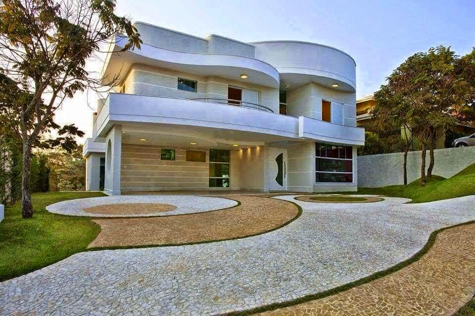 40 calçadas residenciais modernas modelos e fotos Garagem decoración piso