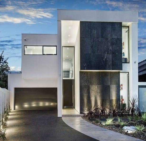 40 calçadas residenciais modernas modelos e fotos Garagem decoración piso