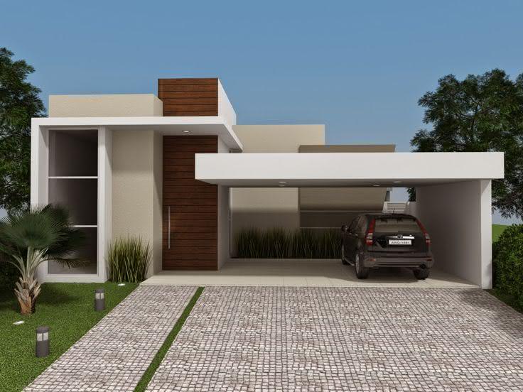40 calçadas residenciais modernas modelos e fotos Garagem decoración piso