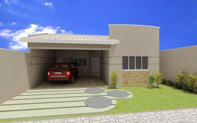109 fachadas de casas simples e pequenas fotos lindas! Garagem decoración piso