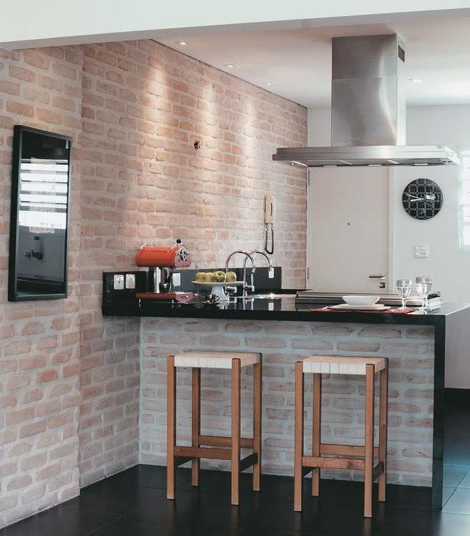 50 Paredes com Tijolinhos à Vista Inspiradoras # Bancada Cozinha Simples 50 Paredes com Tijolinhos à Vista Inspiradoras # Bancada Cozinha Simples