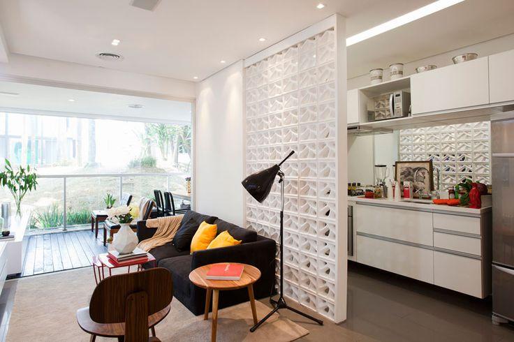 80 divisórias de ambientes vazadas inspiradoras Cozinha Sala creativo