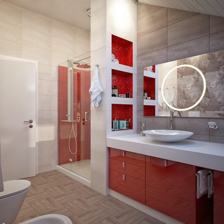60 Banheiros Vermelhos Lindos para se Inspirar -> Nicho Vermelho Banheiro 60 Banheiros Vermelhos Lindos para se Inspirar -> Nicho Vermelho Banheiro