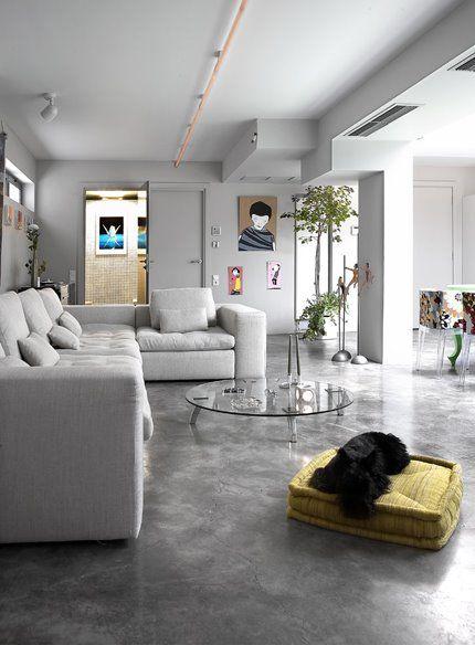 Sala De Estar Com Piso Cinza ~ com piso em cimento queimado para dar o toque cinza no espaço Sala De Estar Com Piso Cinza ~ com piso em cimento queimado para dar o toque cinza no espaço