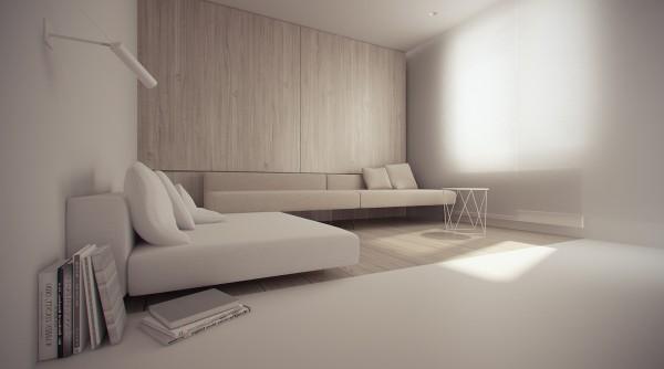 Sala De Estar Minimalista Moderno ~ Imagem 55 – Quarto de casal com parede em madeira ripada Sala De Estar Minimalista Moderno ~ Imagem 55 – Quarto de casal com parede em madeira ripada