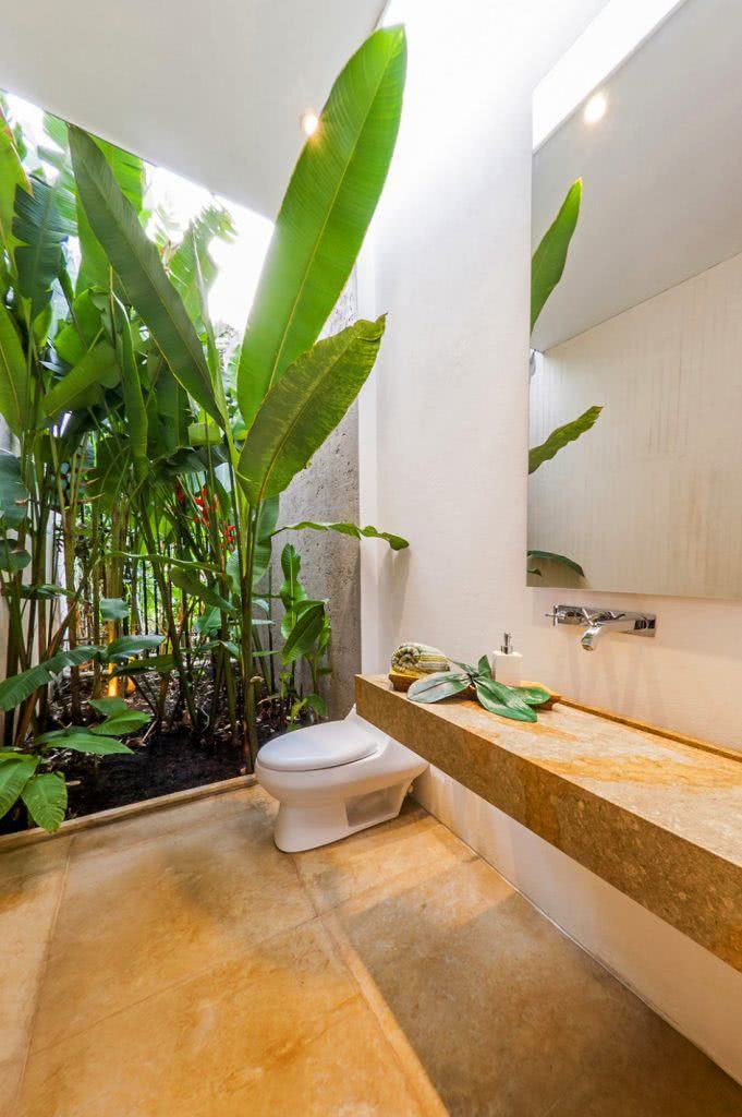 Lavabo com jardim de inverno