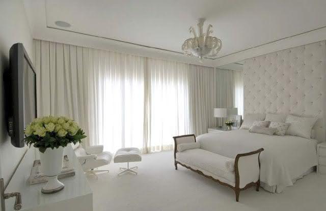 Cortina branca para quartos de casal clean