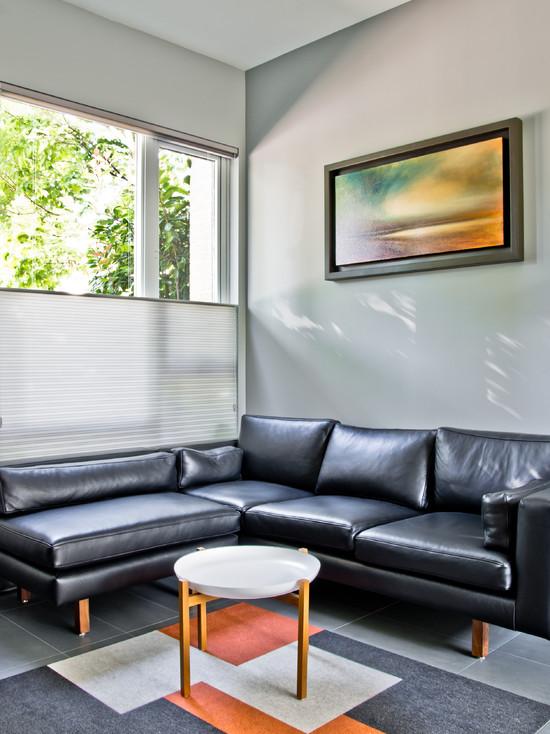 The leather sofa is the most practical. And with the wood finish made it different and modern.