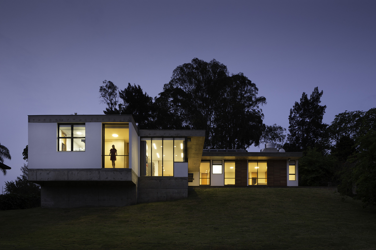 Modern house exterior with garden