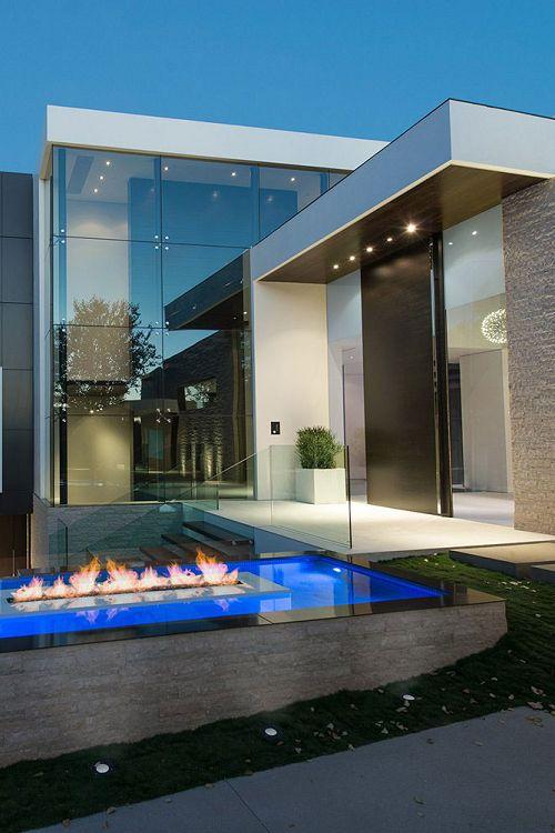 Wide ceiling glass facade