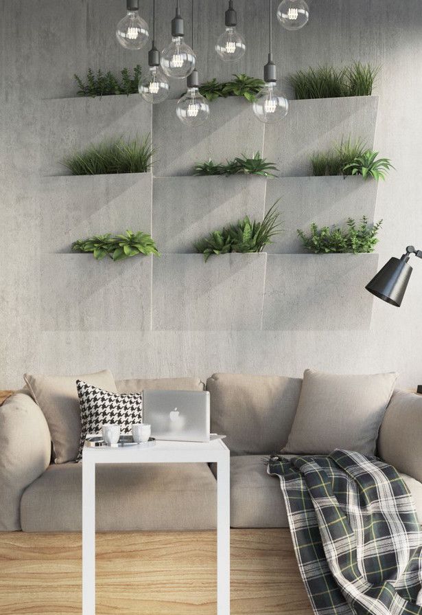 In this room, vertical garden and wall come together in one thing