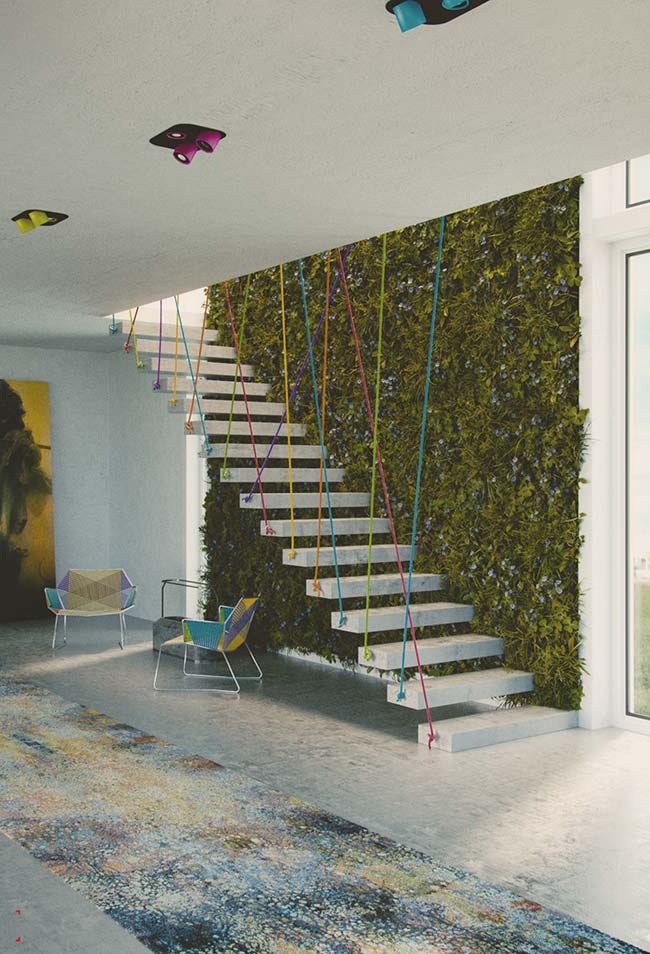 Vertical garden by the stairs