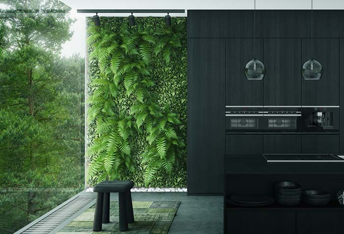 Vertical garden brings color and contrast to this minimalist style house