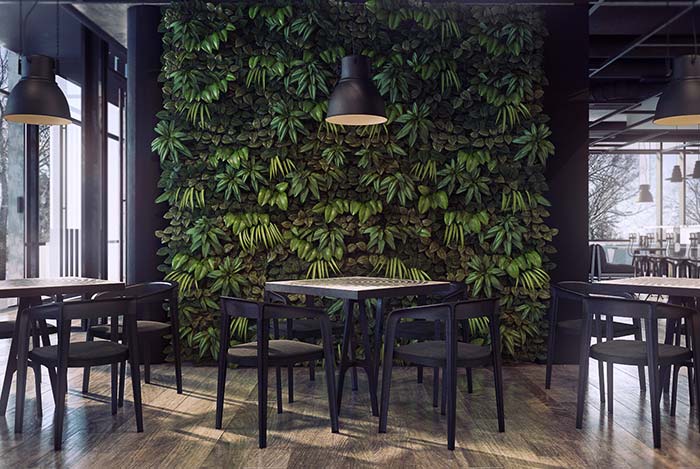 Shops, restaurants and other commercial spaces also benefit from the presence of vertical gardens.