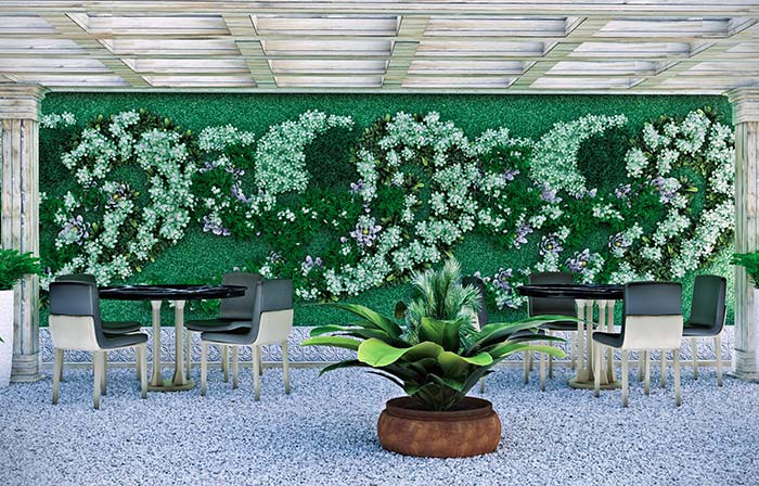 Use different shades of green to create vertical garden designs