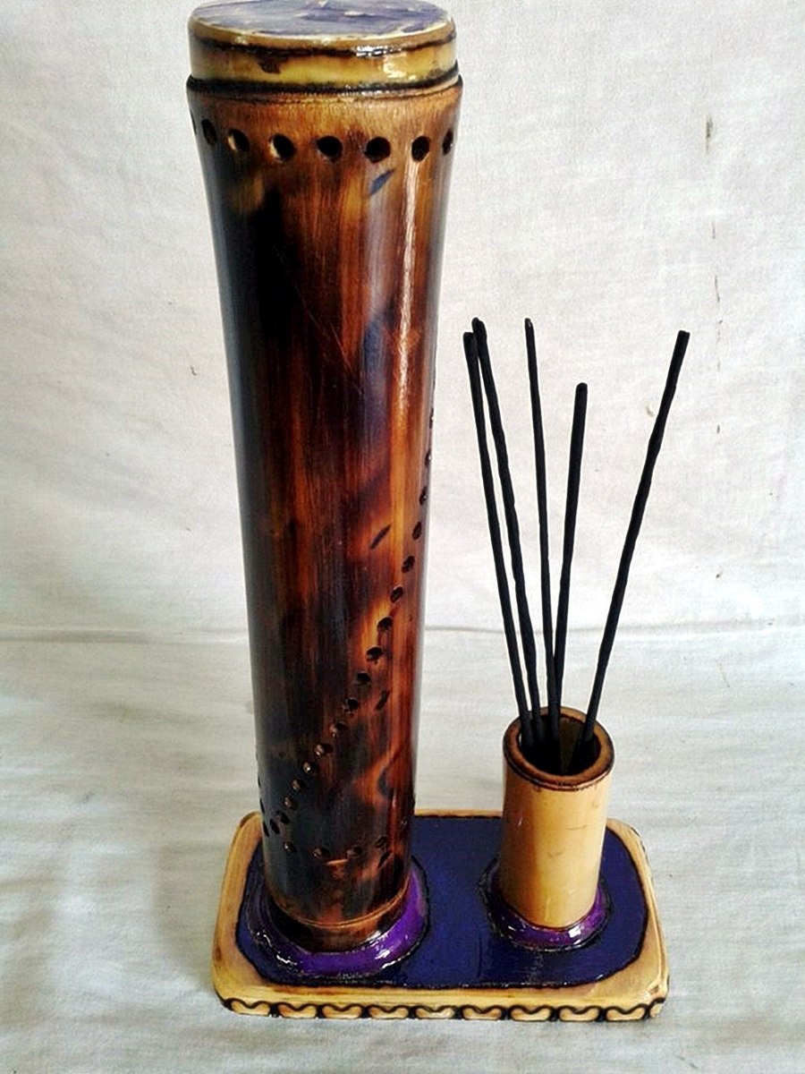 Porta incenso de bambu