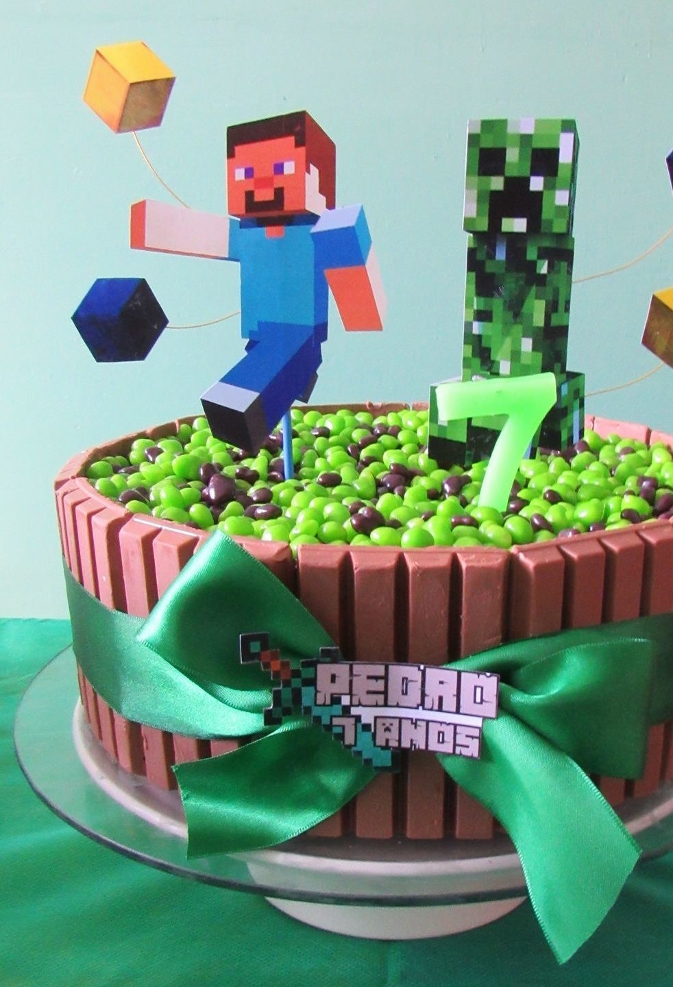 Decorando bolo minecraft 