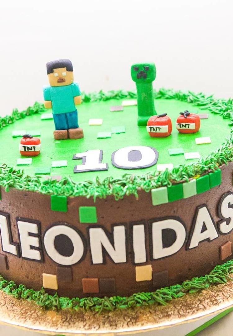 Bolo de Pasta de Chocolate: Bolo Minecraft redondo de Pasta de