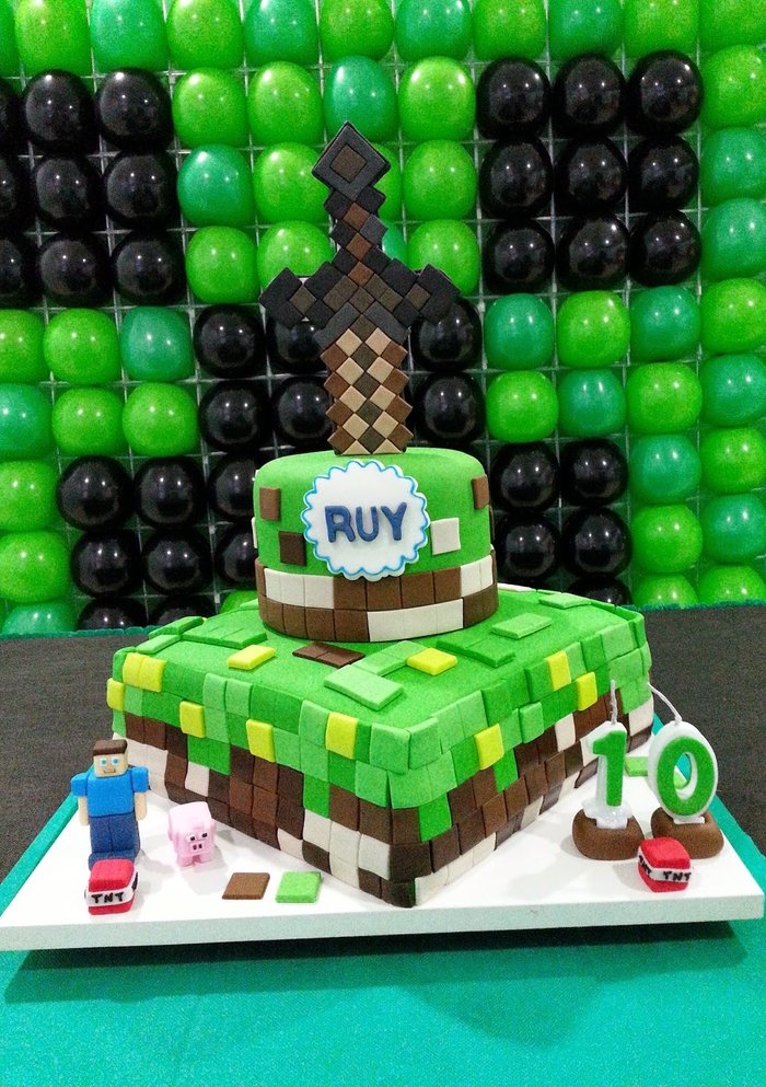 bolo de minecraft quadrado