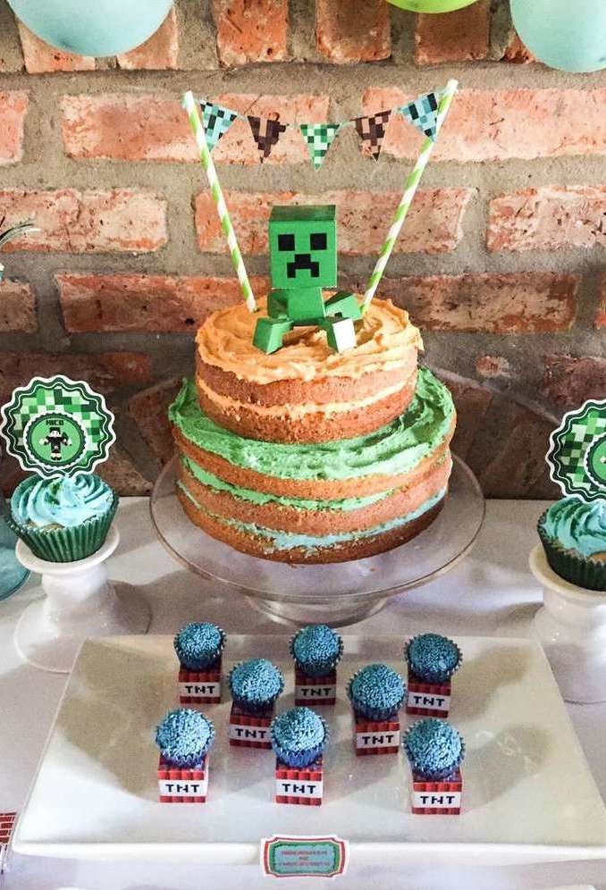 100 melhor ideia de Bolo minecraft  decorações de festa minecraft