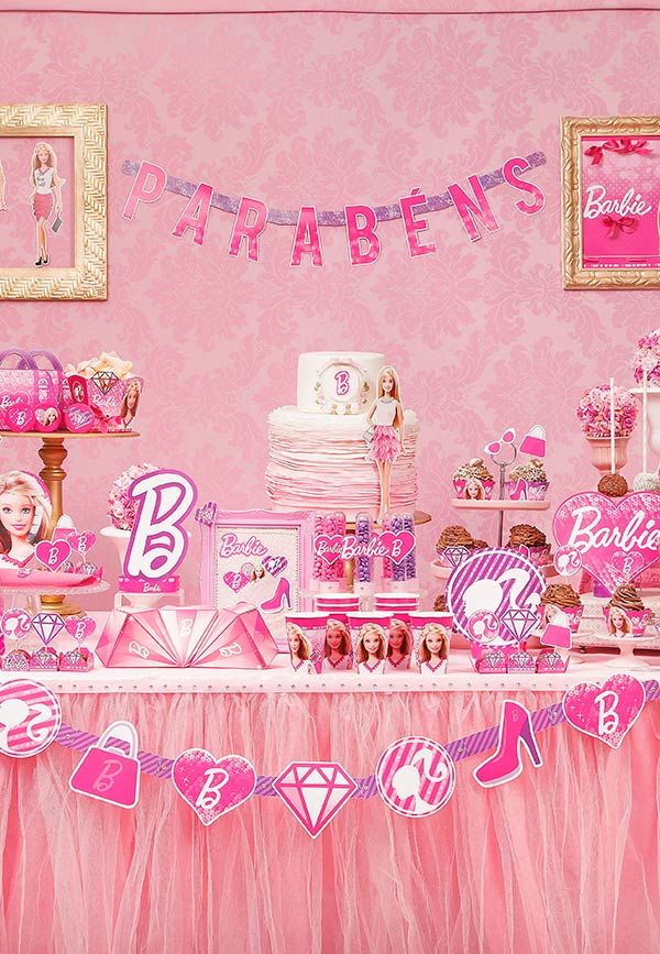 Decoração de festa da barbie