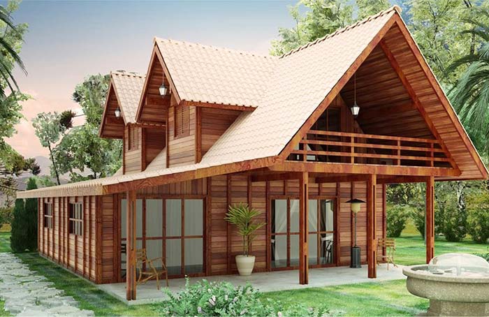 Casa pré-fabricada de madeira