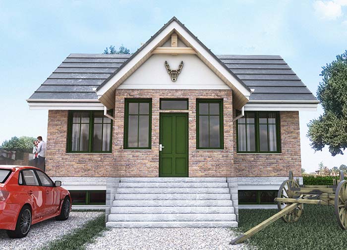 Casa com telha de zinco