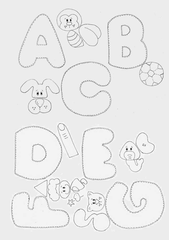 Moldes de letras para feltro - ABCDEFG