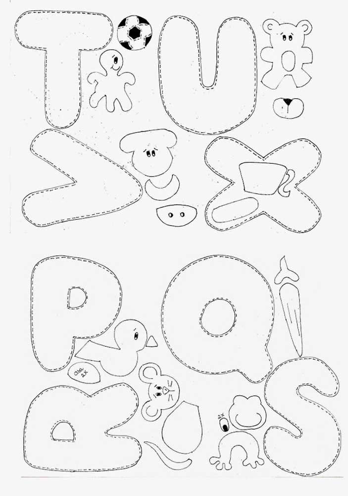 Moldes de letras para feltro - PQRSTUVX