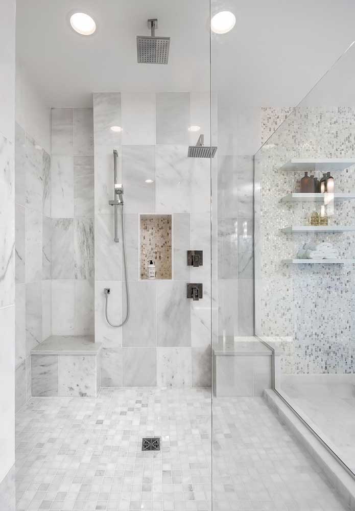 Large luxury bathroom with a combination of neutral and soft colors