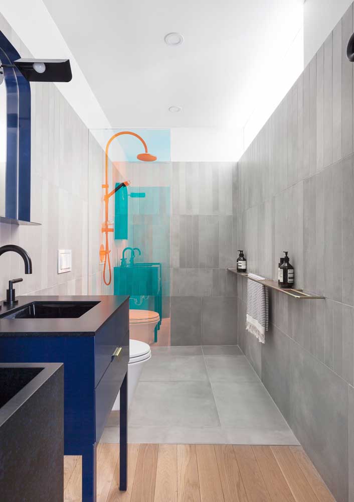 A bold, modern bathroom with a touch of luxury