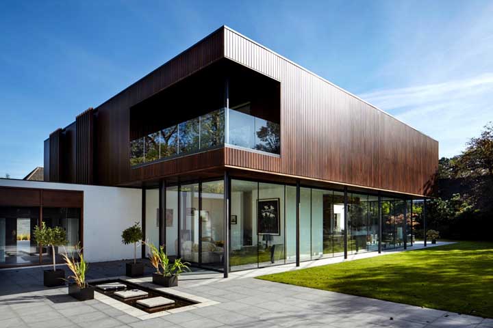 Casa de design moderno com dois andares em Steel Frame 