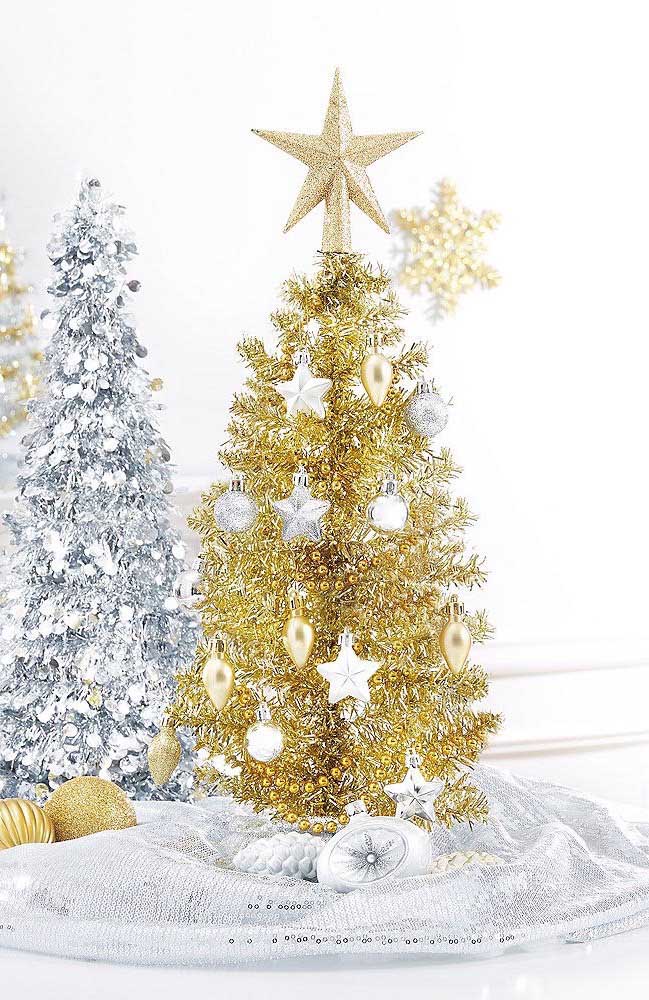 Árvore de Natal Dourada: 60 Fotos Para Decorar com a Cor Árvore de Natal Dourada: 60 Fotos Para Decorar com a Cor