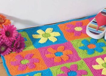 Tapete de crochê com flores: 105 opções com tutoriais fáceis