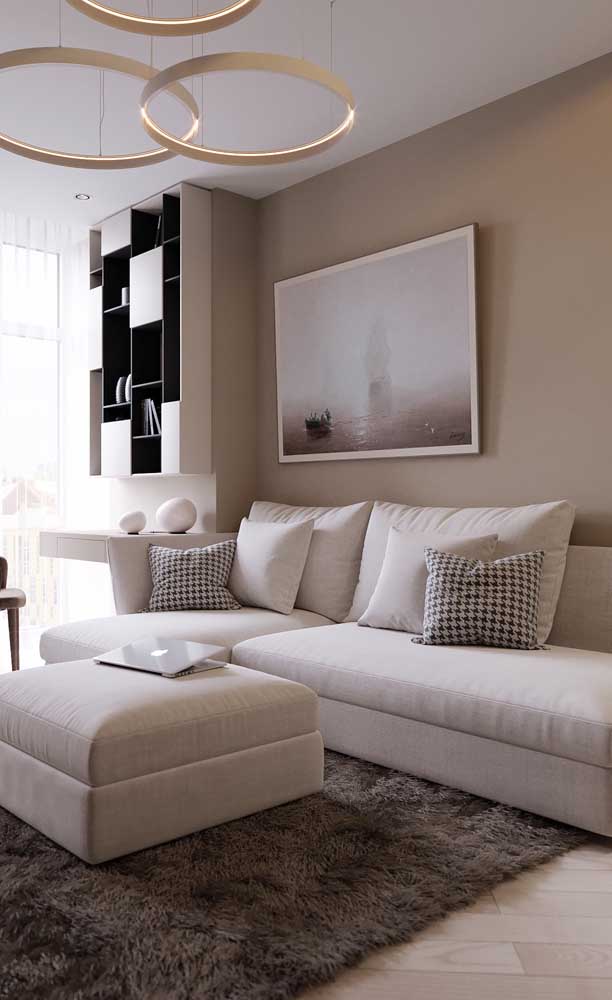 Pure luxury this small living room decorated with white sofa