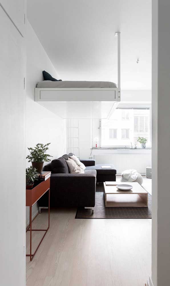 Small living room with mezzanine: the kitnets solution