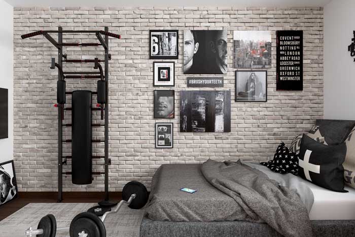 Single room with a mini gym