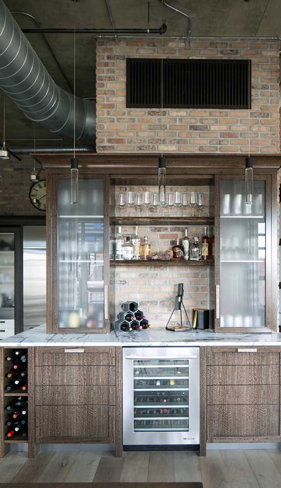 Stylish home bar for industrial-influenced home