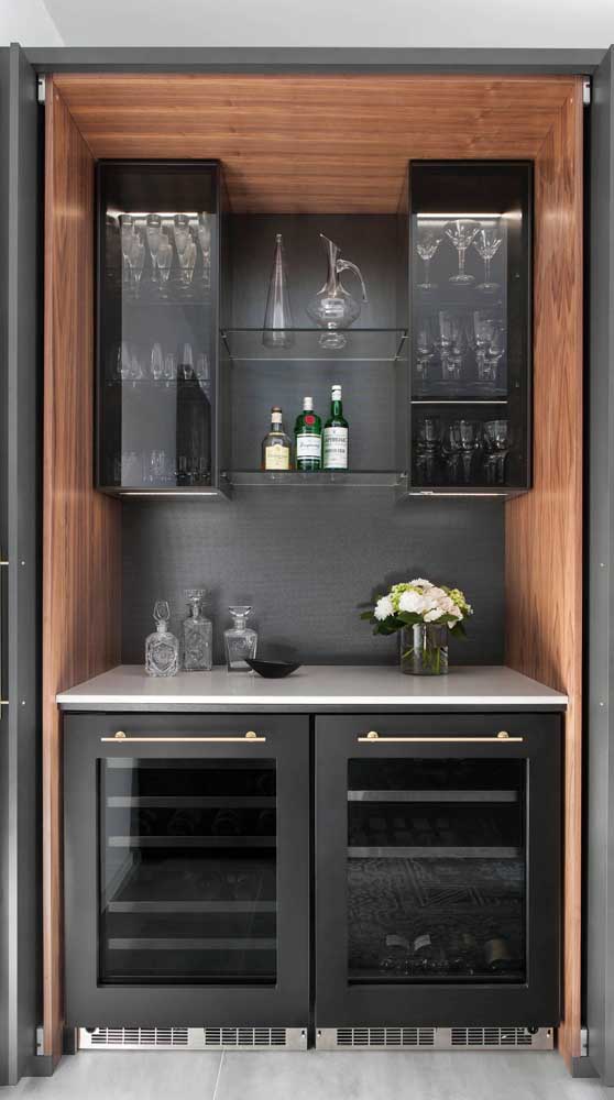 A luxury this home bar with furniture in black!