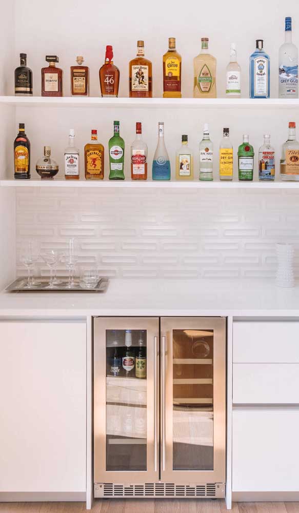 Your favorite bottles displayed as decorative pieces in the bar