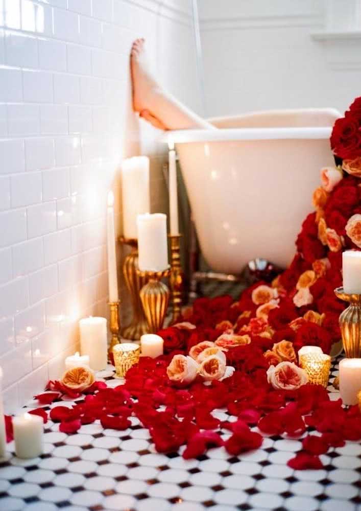 Noite romântica na banheira