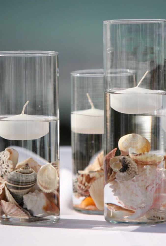 Artesanato com conchas do mar: um porta velas simples, mas pra lá de charmoso