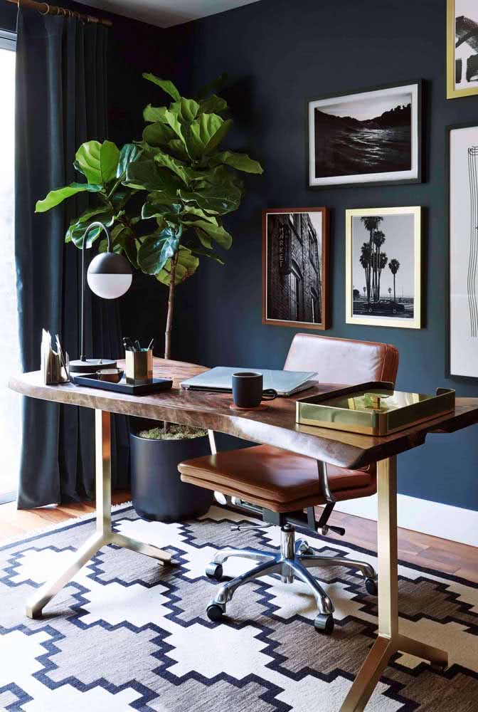 Tapete preto e branco esbanjando estilo no home office