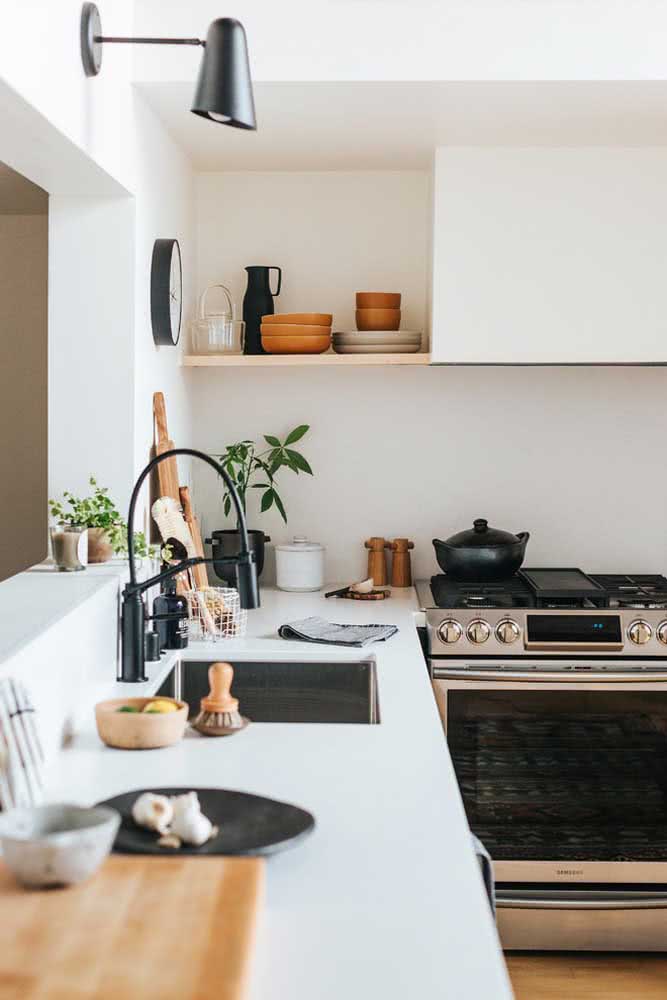 Puro charme em um projeto de cozinha bem minimalista.