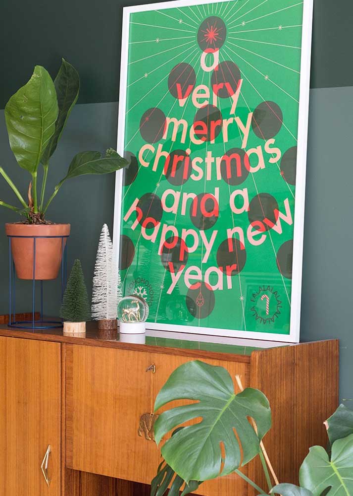 Árvore de Natal para parede em formato de poster decorativo.