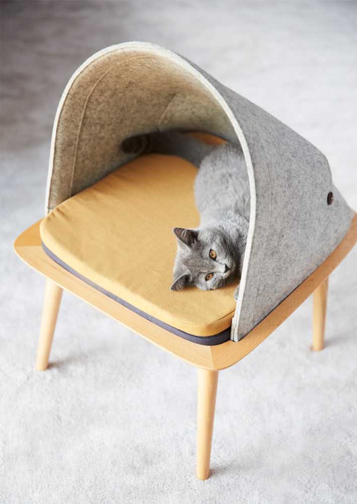 Aquela cadeira que você não usa mais pode se tornar uma casinha criativa para gatos 