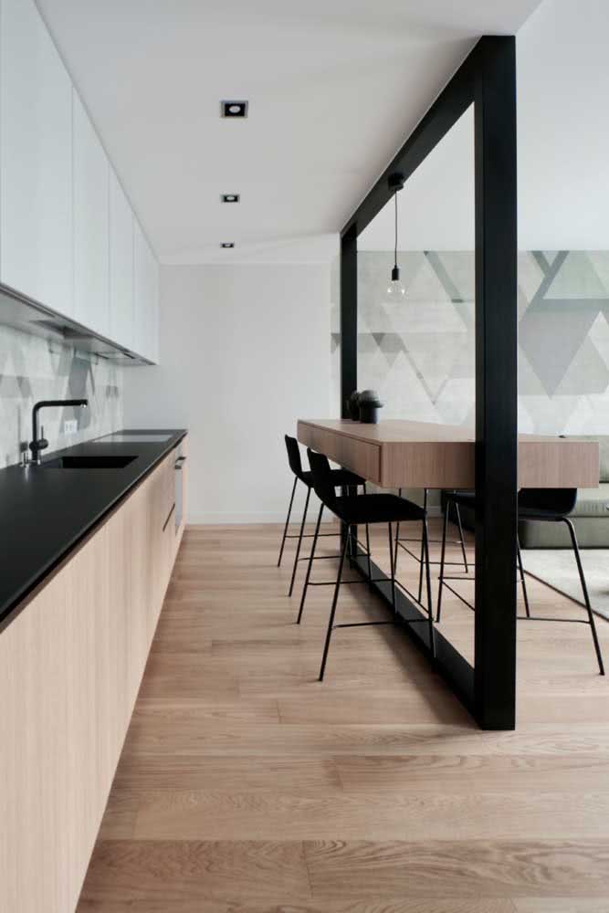 Cozinha conceito aberto ao melhor estilo minimalista