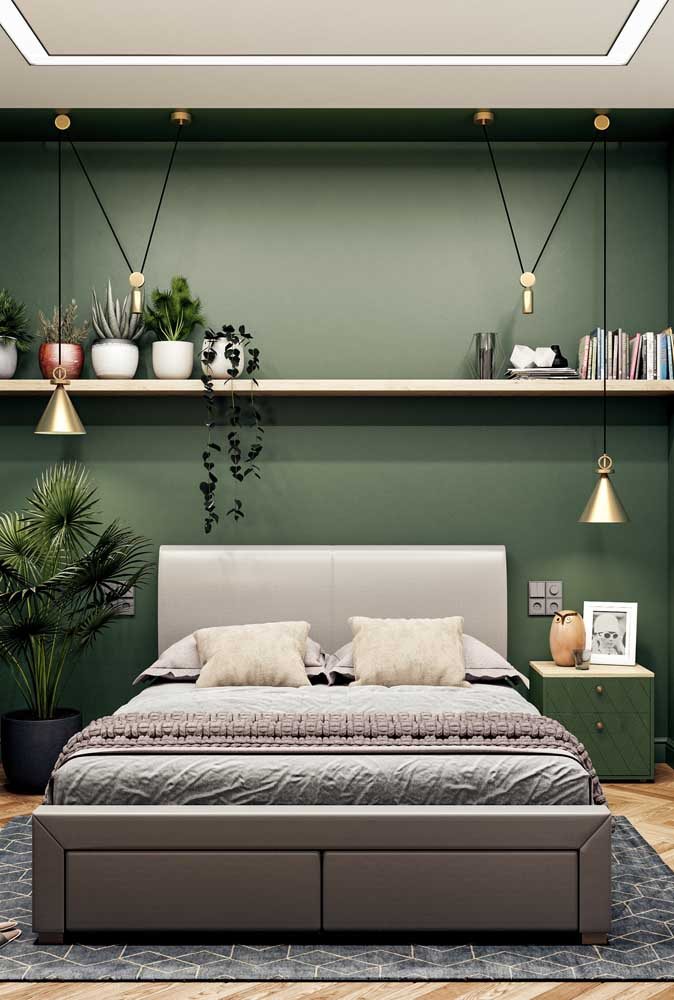 Saia um pouco do padrão e aposte no verde para decorar o quarto de adolescente masculino